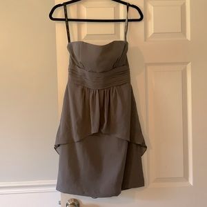 Alfred Angelo dark grey short, strapless dress. Size 4. Good used condition.